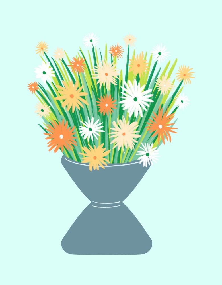 Vibrant Bouquet  In A Modern Vase