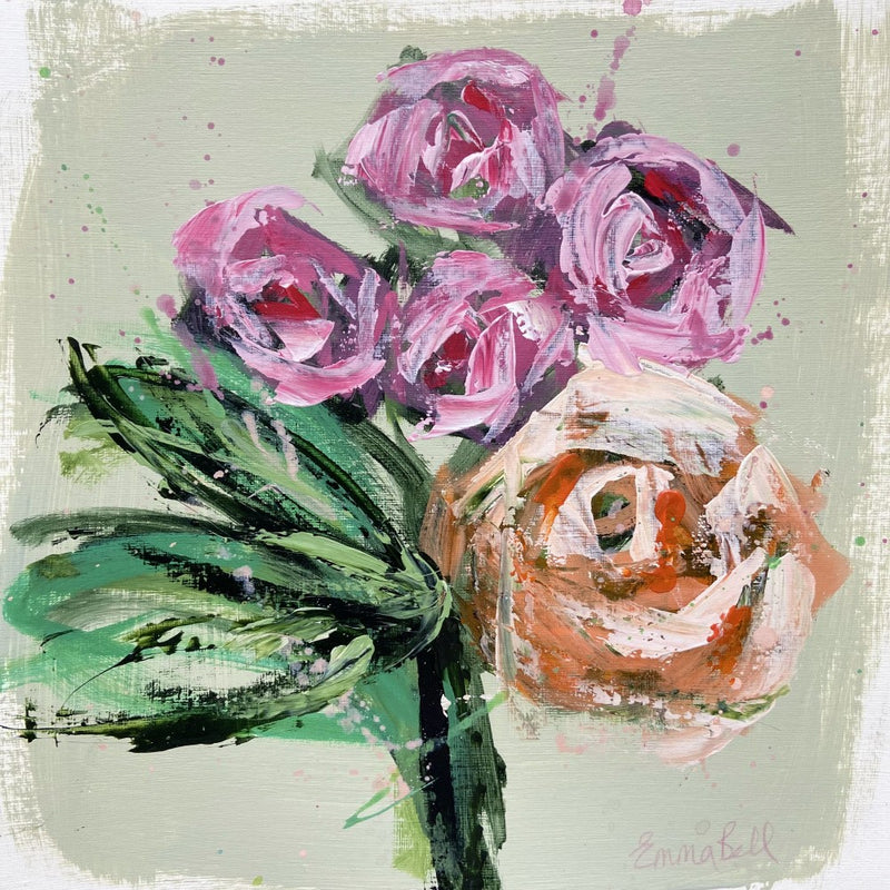 Vibrant Pink Roses and Green Leaves