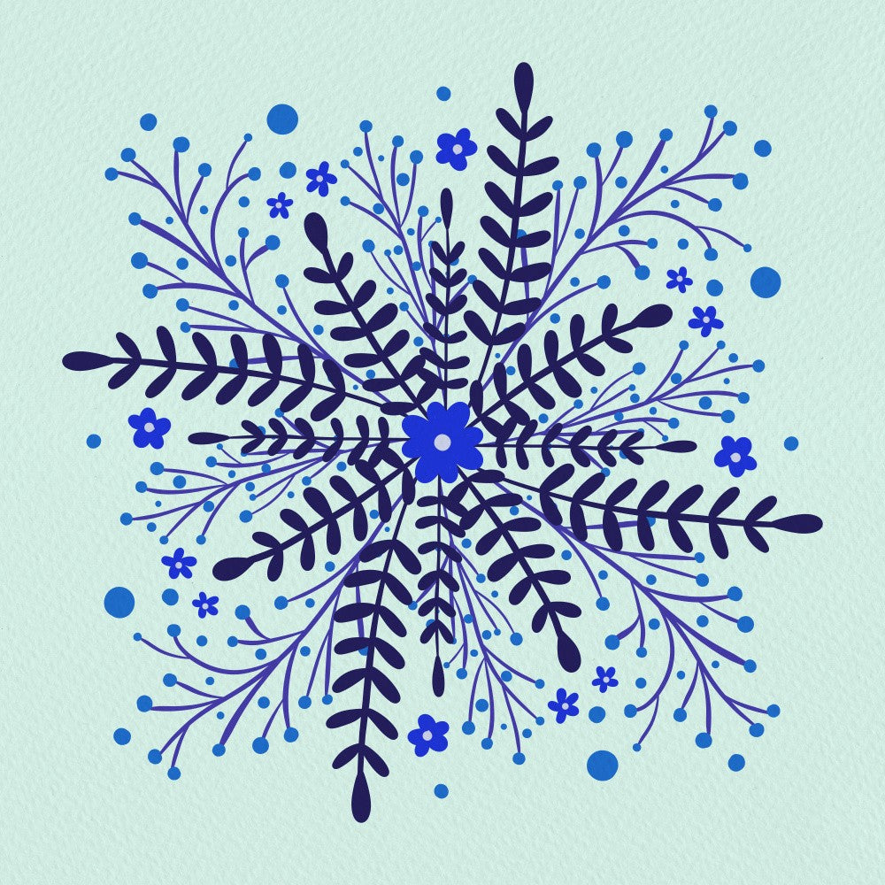 Circular Simple Flowers Monochrome Blue