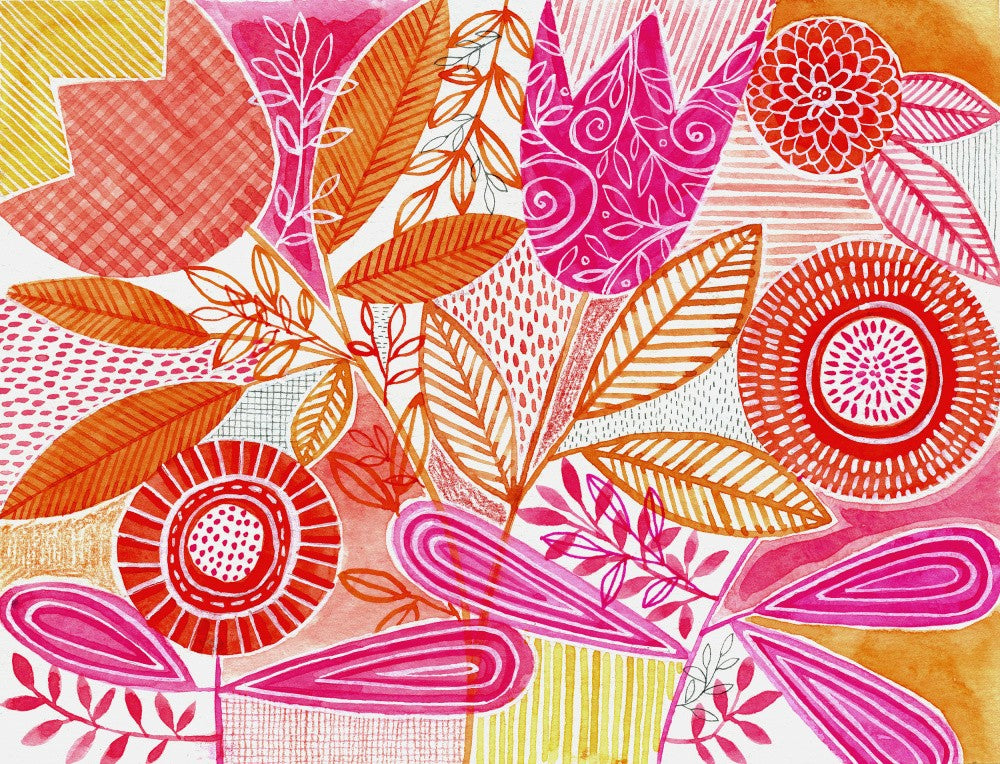 Geschichtetes botanisches Aquarell