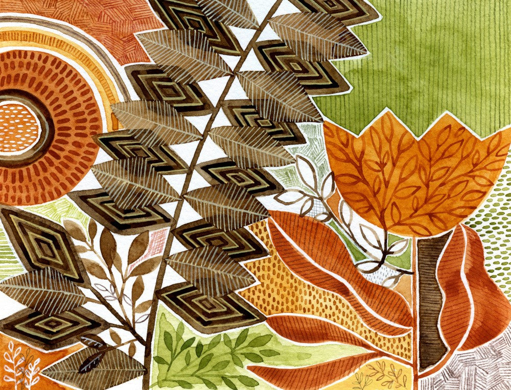 Geschichtetes Botanisches Aquarell