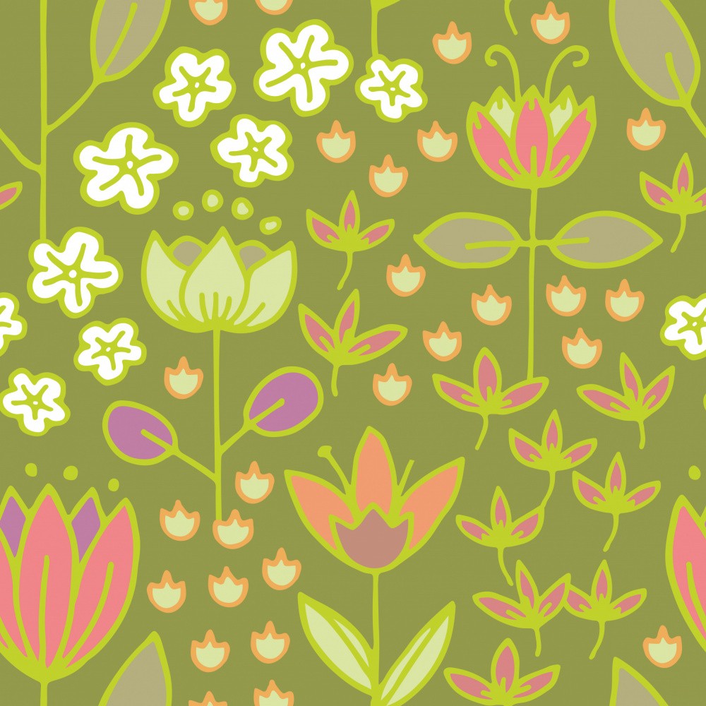 Meadow Flower Pattern Green