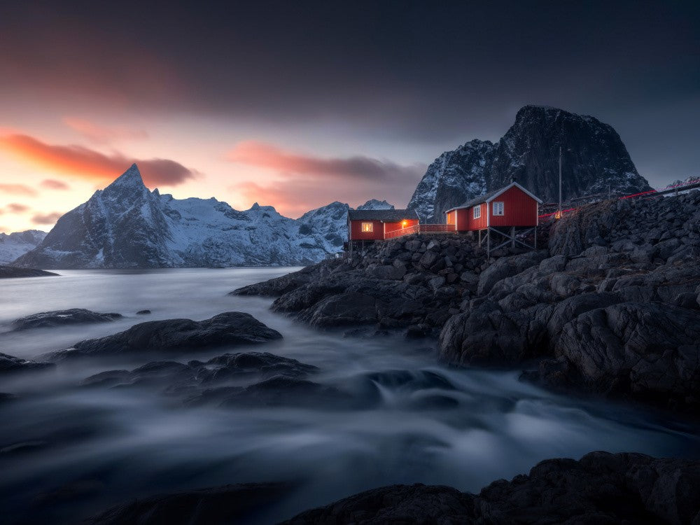 Sunset in fishing village