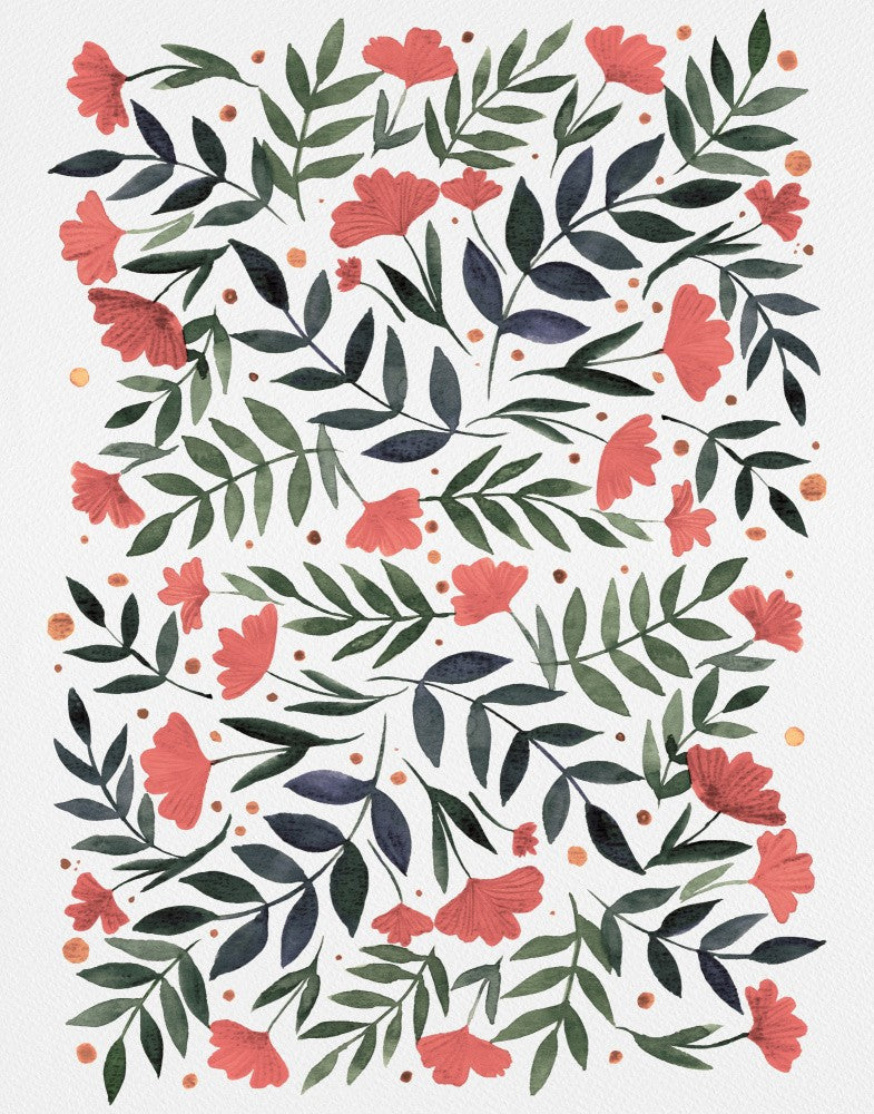 Vibrant Coral Flowers Pattern