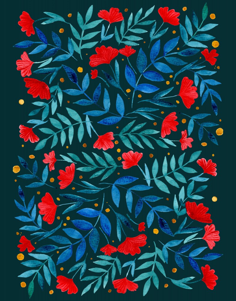 Floral Pattern of Vibrant Red Flowers