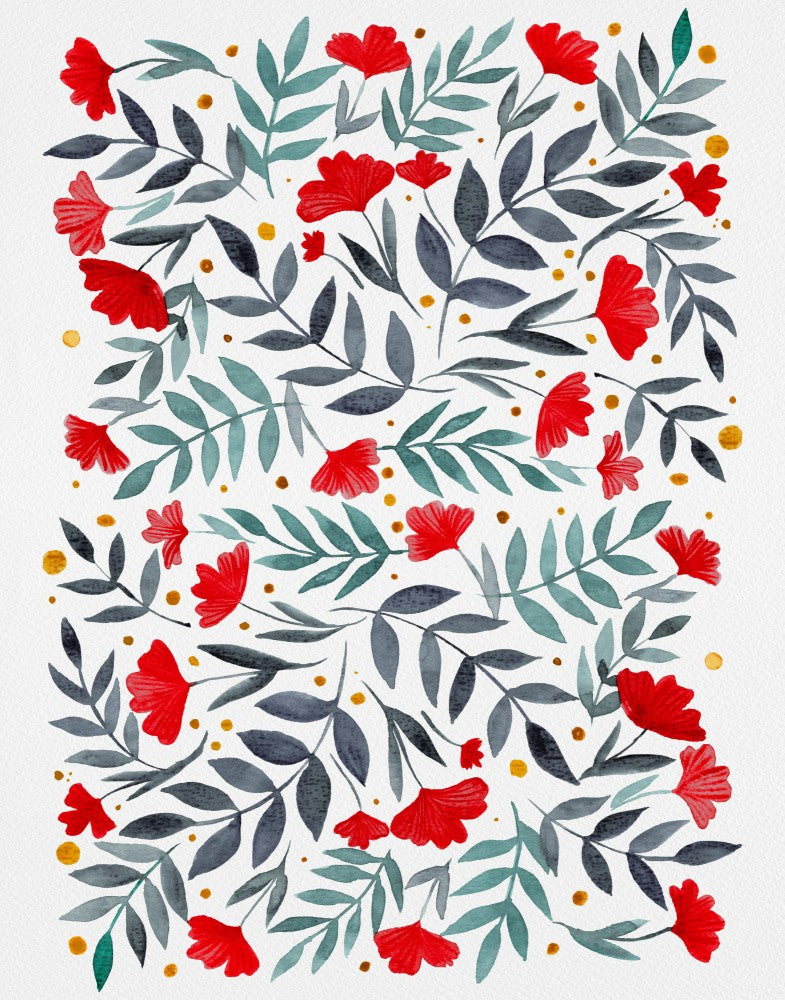Vibrant Red Flowers Pattern