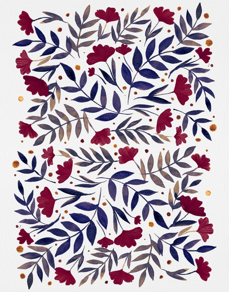 Floral Pattern of Vibrant Red Flowers