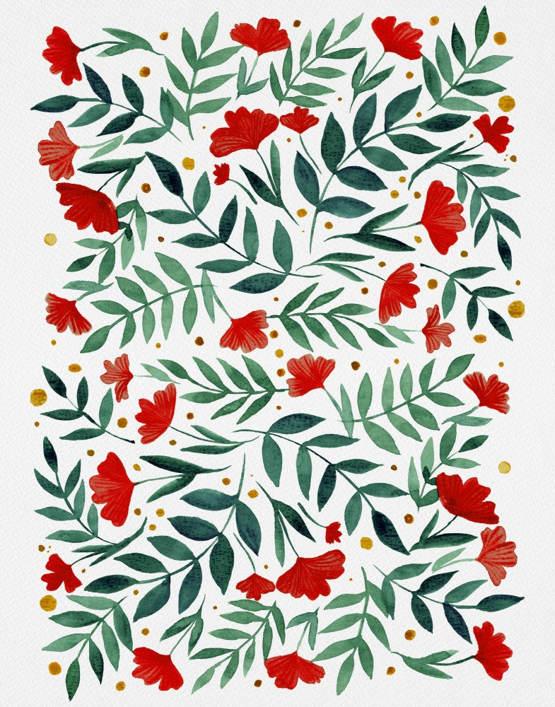 Red Flowers in a Symmetrical Pattern
