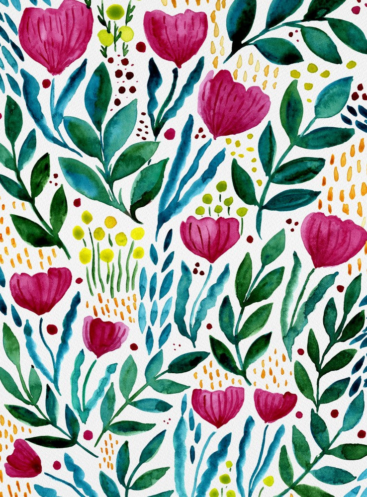 Pink Flowers and Green Leaves