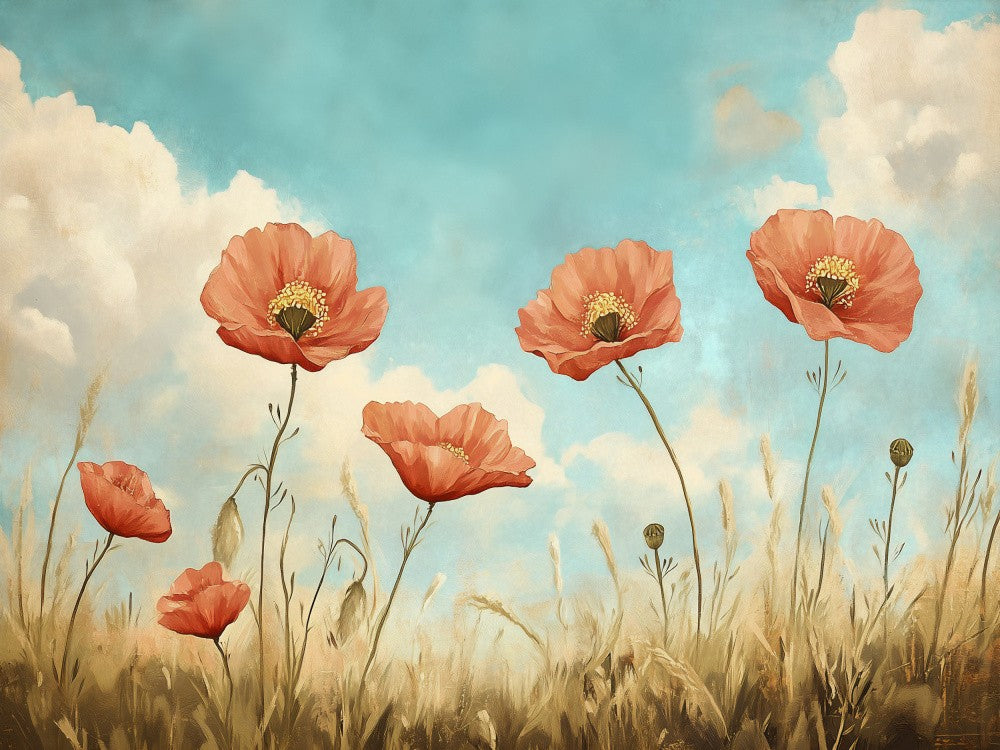 Vibrant Red Poppies Swaying