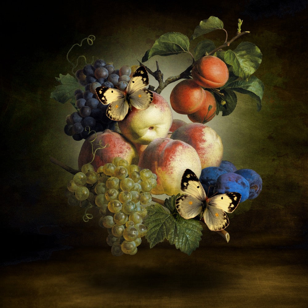 Vibrant Fruits With Butterflies