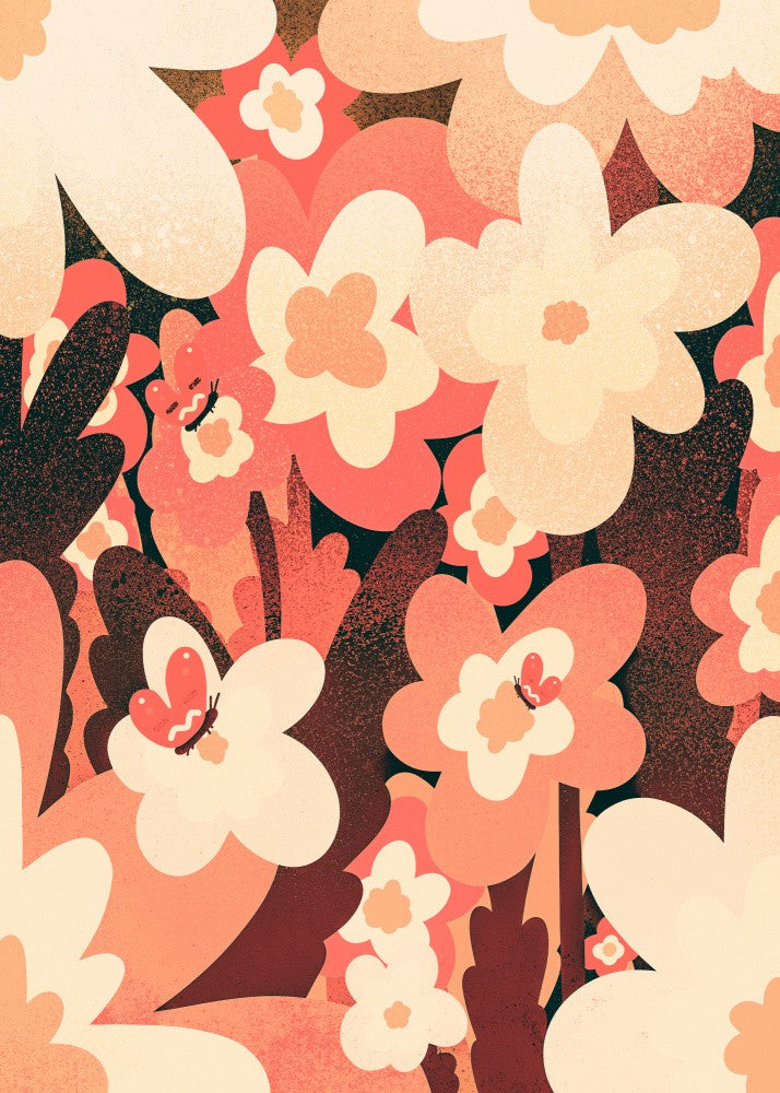 Summer flowers and butterflies