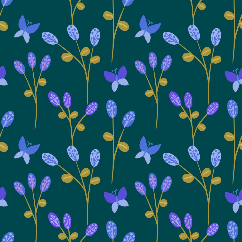 Swedish Meadow Pattern Dark Green