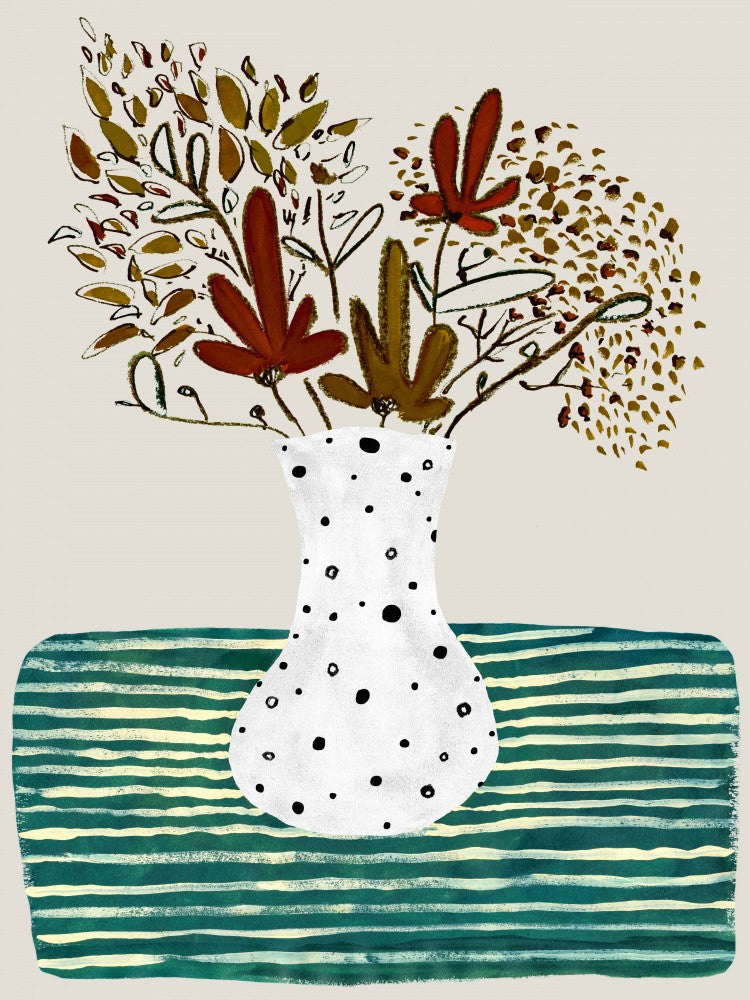 Potted Blooms Dotted Vase