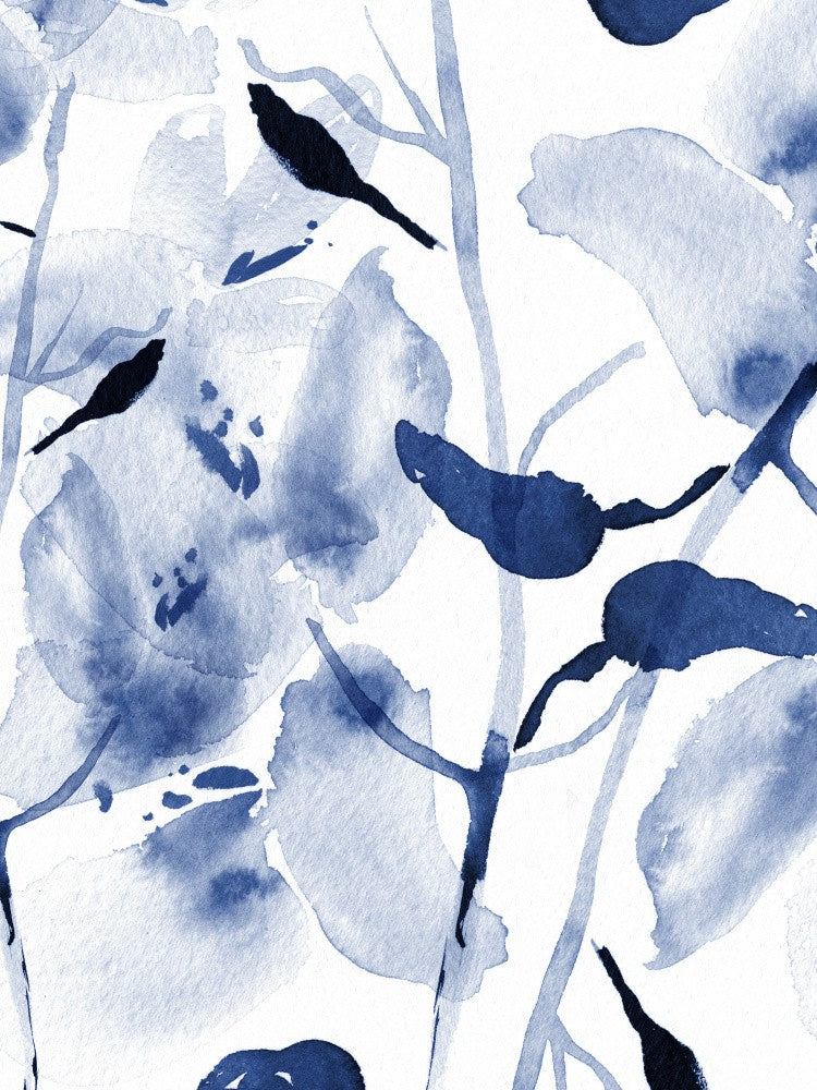 Brushstrokes And Silhouettes Of Birds On Branches