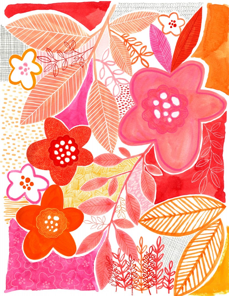 Abstract Flowers And Leaves