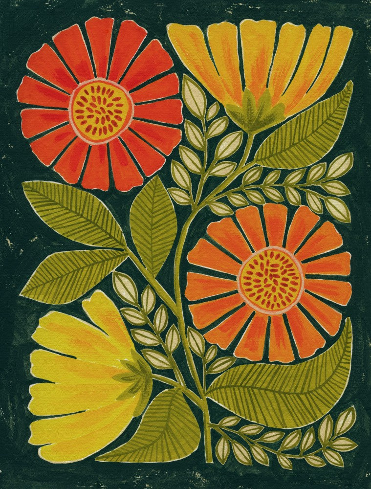 Leuchtende orangefarbene und gelbe Blumen