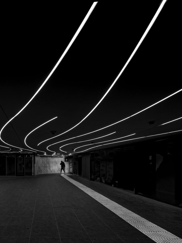 curved lights on the ceiling