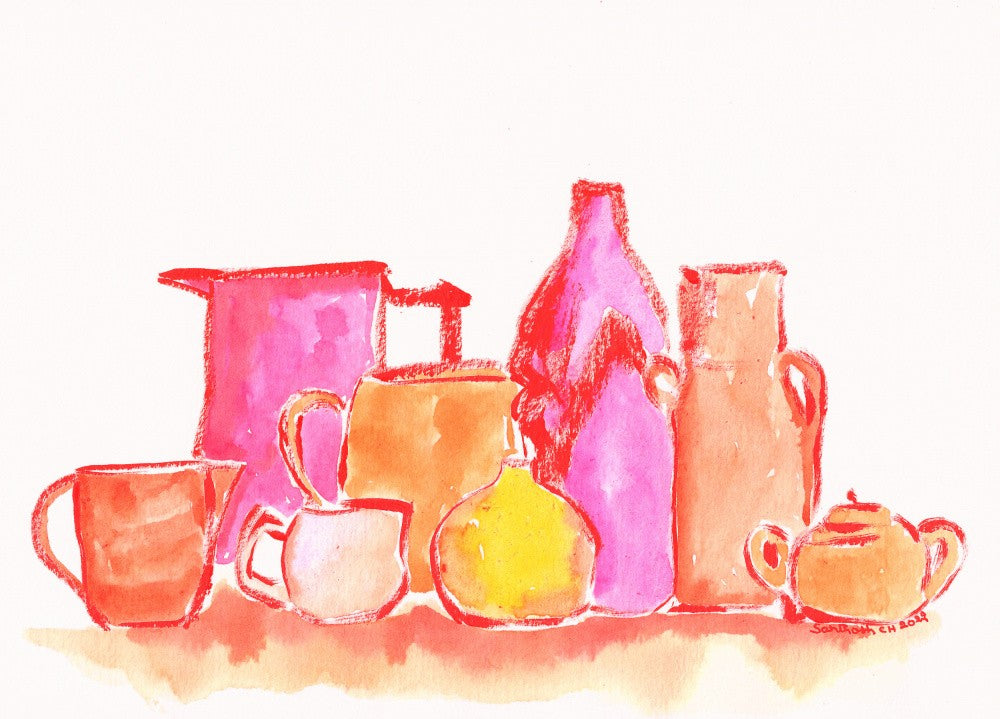 Colorful Pottery and Jugs