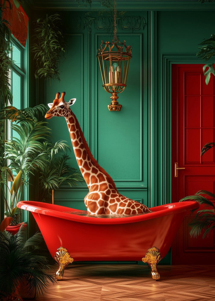 Giraffe in the Bathtub Tropical animals
