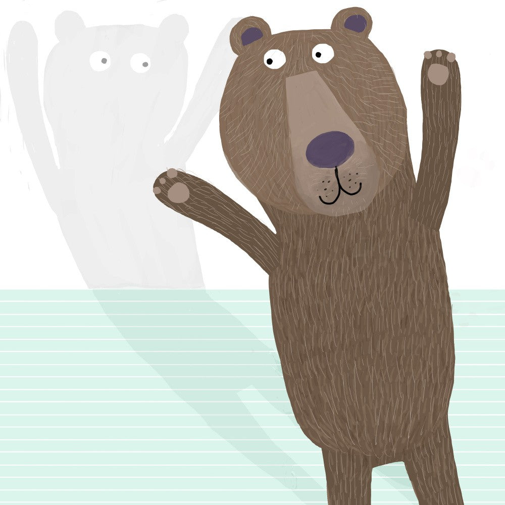 Funny Bear with Shadow by Carla Daly