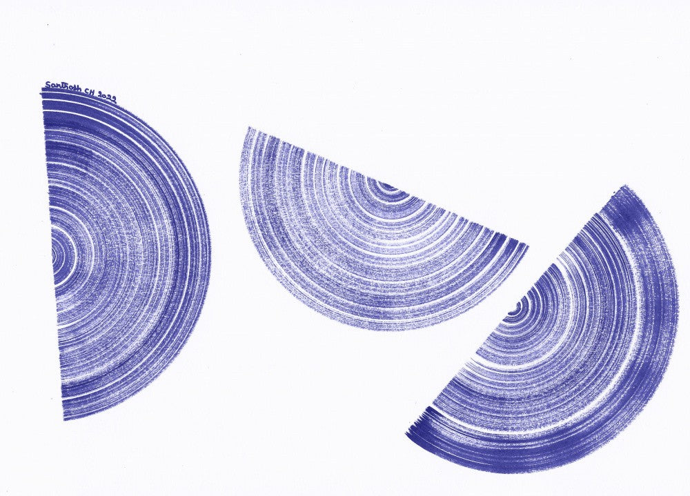 Halbkreisförmige Muster in Blau