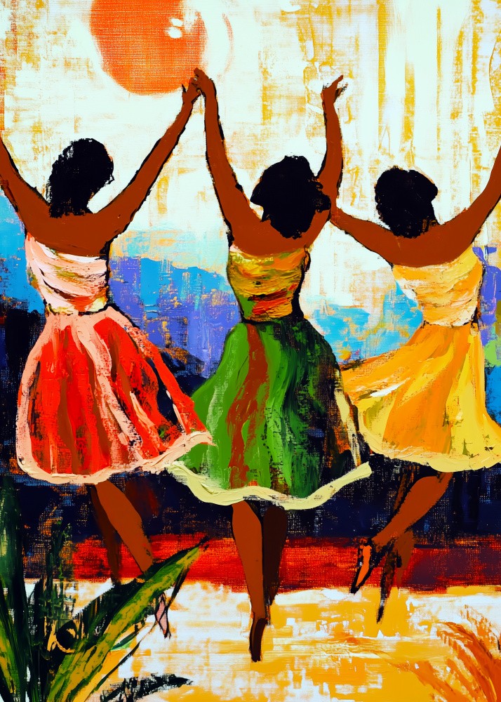Tropical Vibes Island Life and Refreshing Treats 30 Dancing women