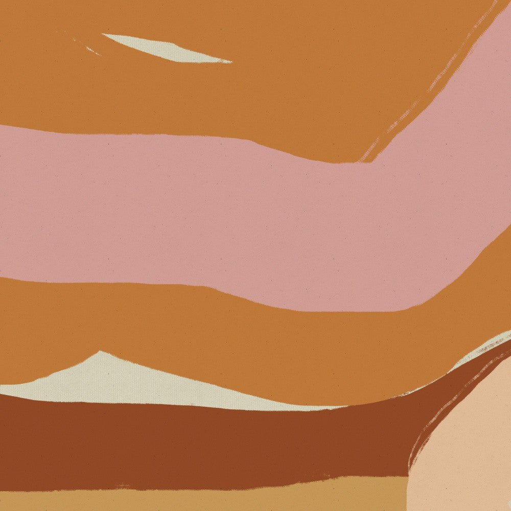 Brush strokes in orange, pink, terra