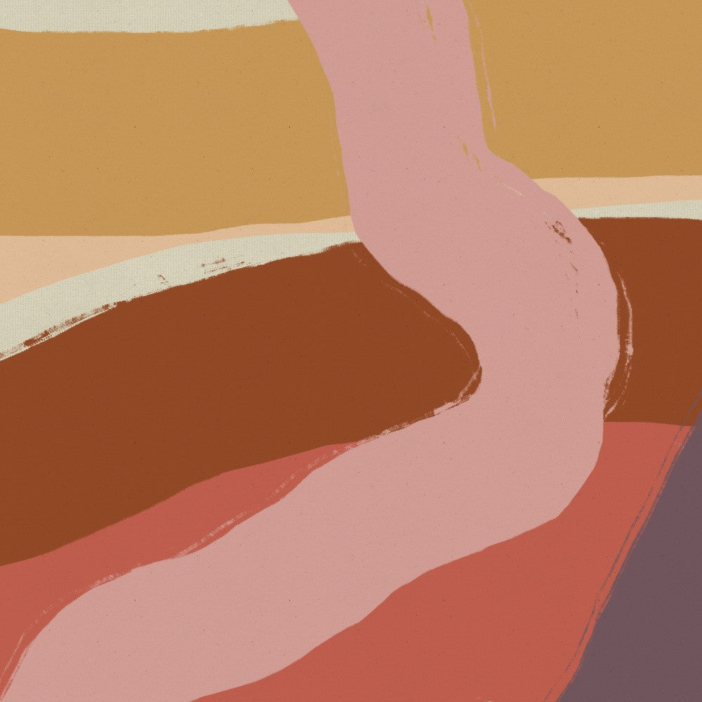 Abstract lines in pink, terra, yellow, coral