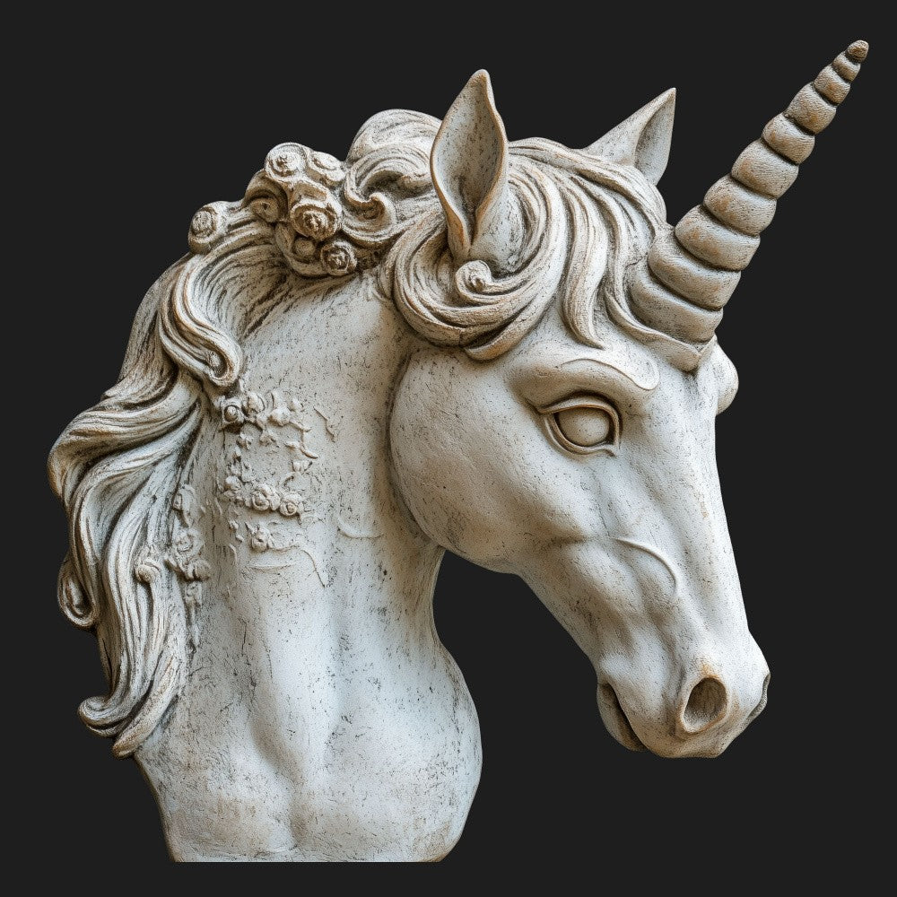 Renaissance Unicorn Head Sculpture