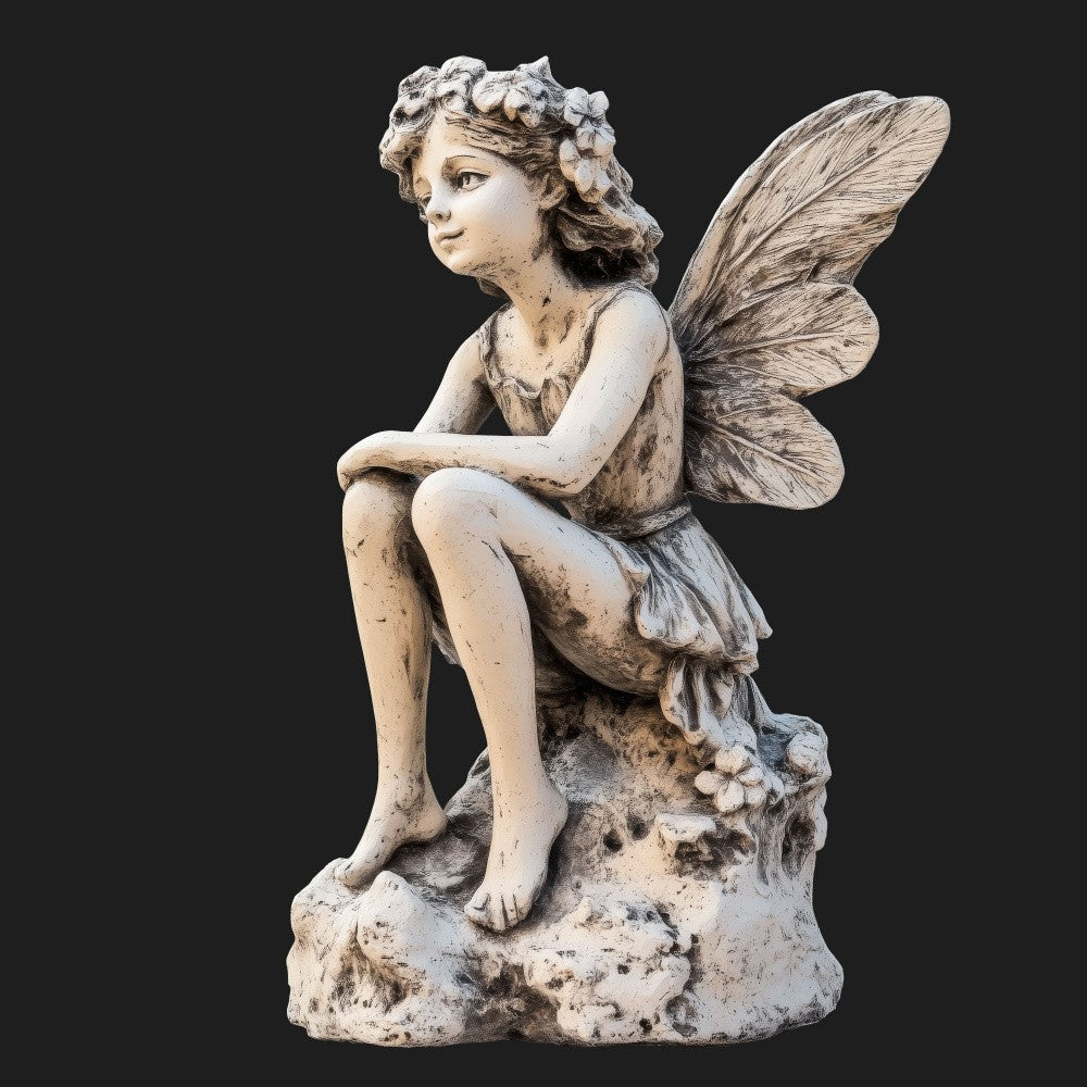 Renaissance Statuette Graceful Sitting Sprite