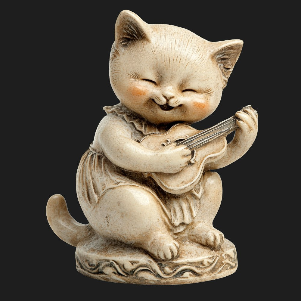 Renaissance Statuette Kitten Musician