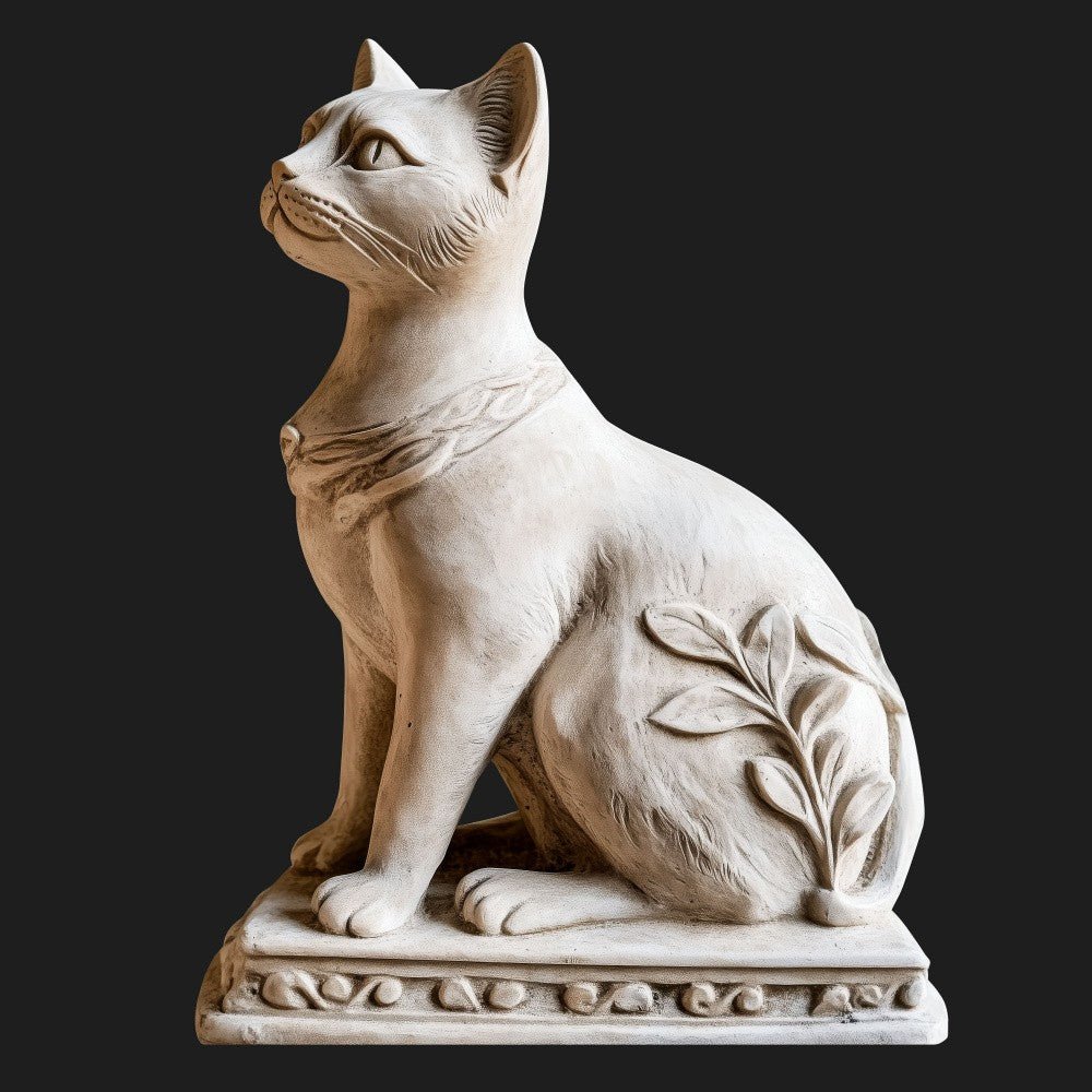 Renaissance Statuette Gracious Sitting Cat Sculpture