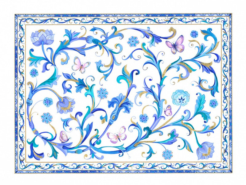 Blue Pattern and Butterflies