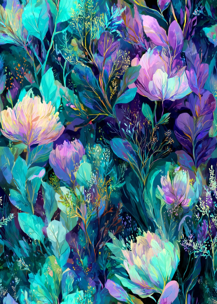 Tropical Vibes Floral Foliage Purple flowers (8)