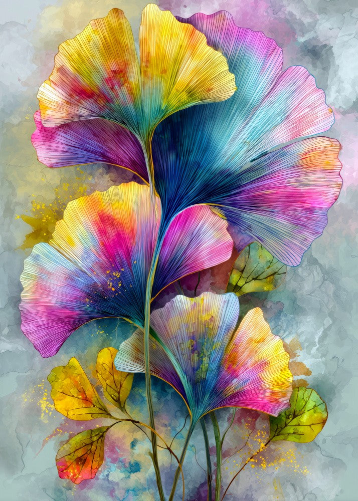 Painterly florals Evergreen Ginkgo Biloba 3