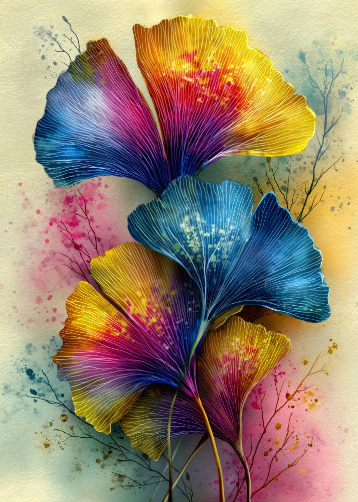 Painterly florals Evergreen Ginkgo Biloba 6