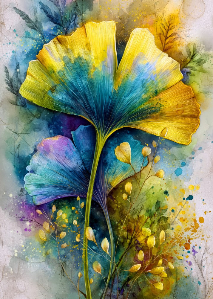 Painterly florals Evergreen Ginkgo Biloba 8