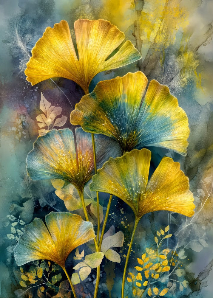 Painterly florals Evergreen Ginkgo Biloba 9