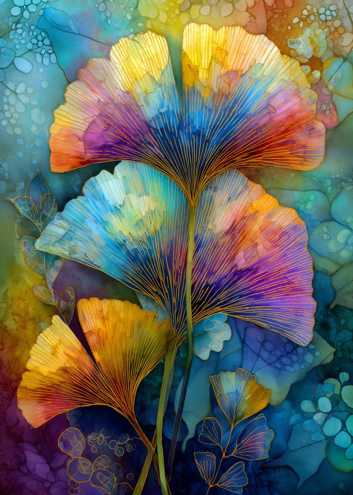 Painterly florals Evergreen Ginkgo Biloba 10