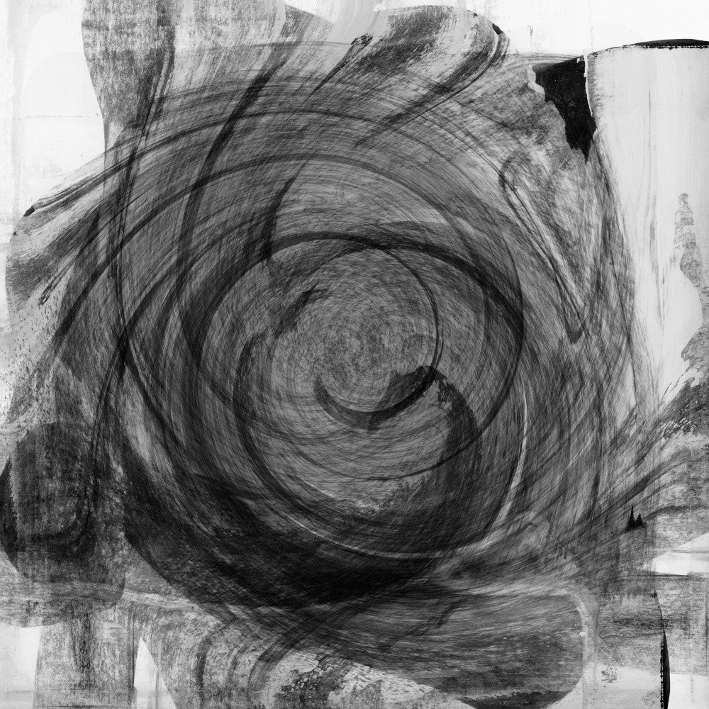 Echoing Depths: A Charcoal Abstract Spiral