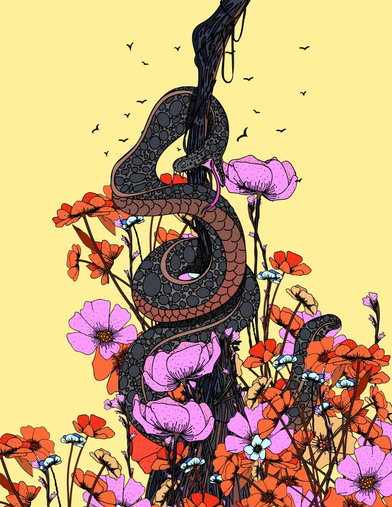Snake And Wildflowers