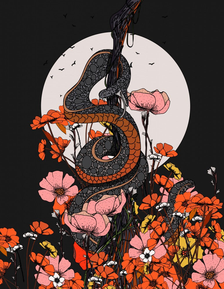 Snake And Flowers