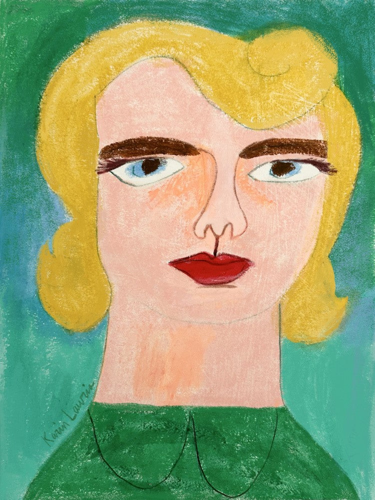 Ingrid Bergman Inspired Blonde In Green Portrait