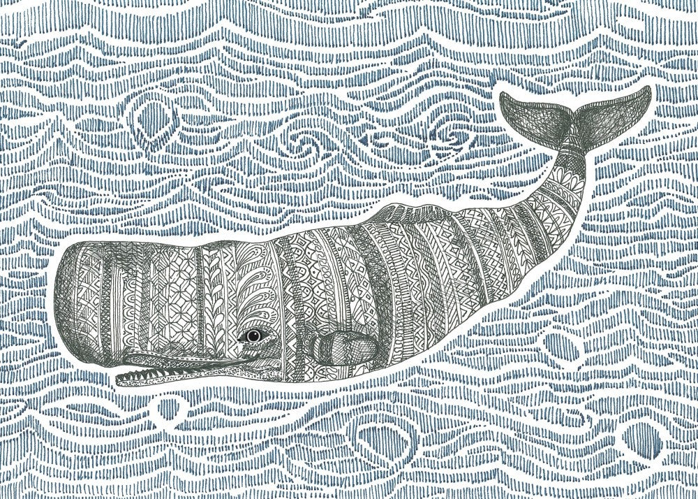 Patterned whale and Waves