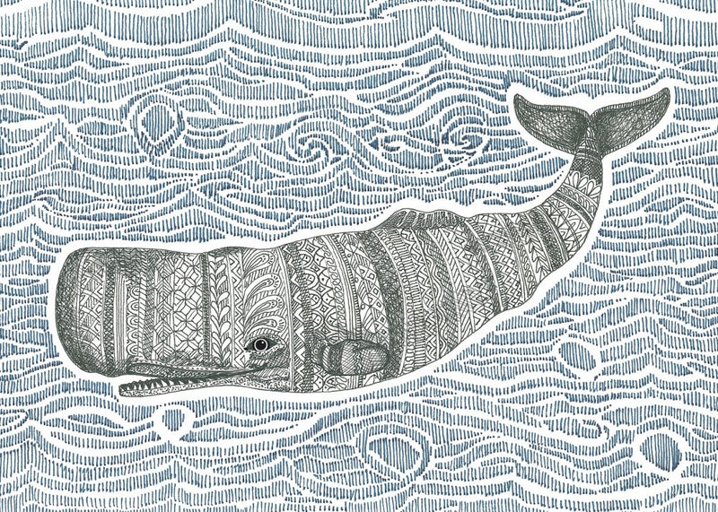 Patterned whale and Waves