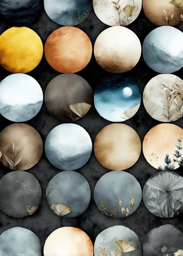 Watercolor moons