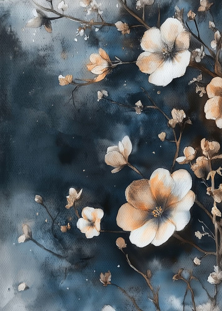 Magnolia flowers watercolor painting