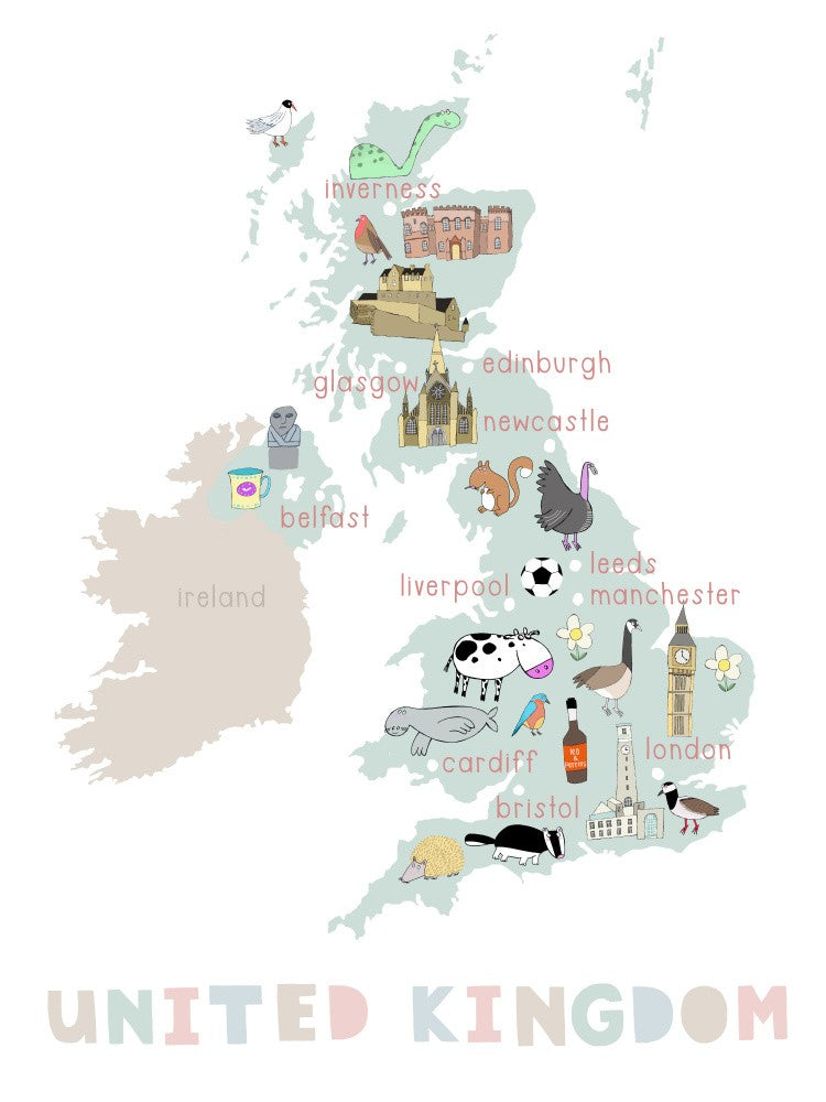 Illustrated Map of the United Kingdom by Carla Daly