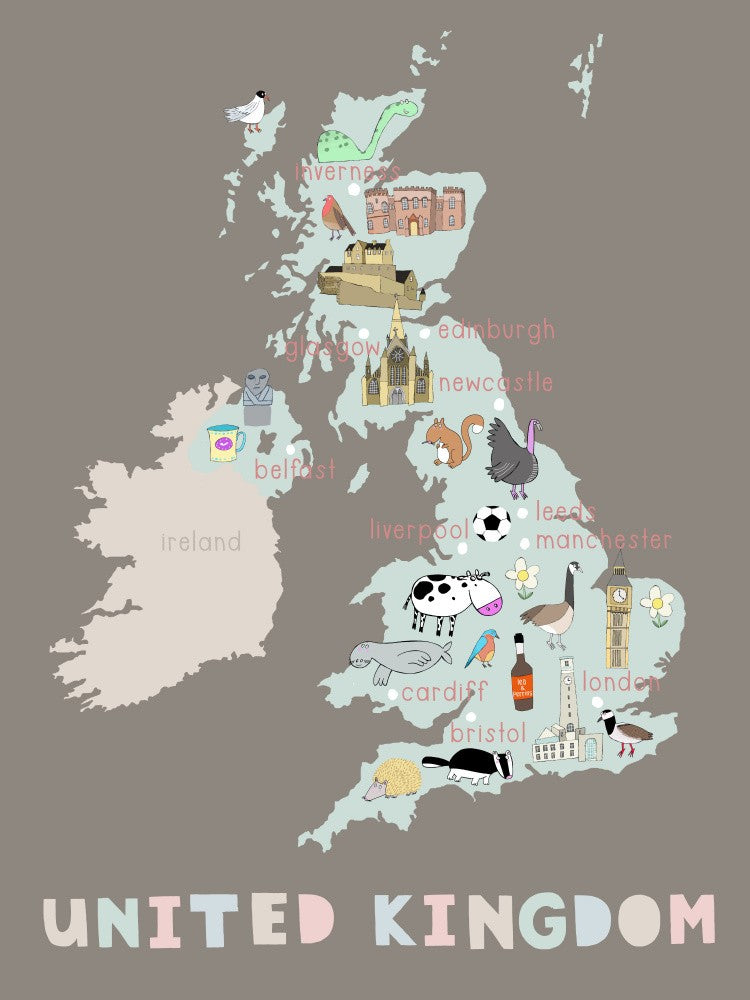 Illustrated Map of the United Kingdom by Carla Daly